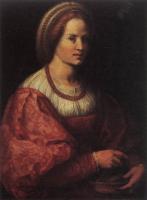 Andrea del Sarto - Portrait of a Woman with a Basket of Spindles